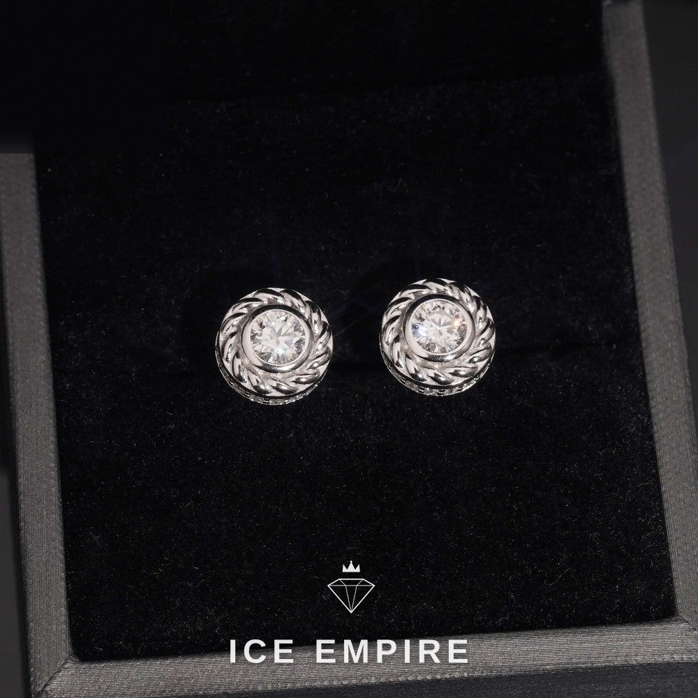 Iced Out 925 Silver Moissanite Stud Earrings