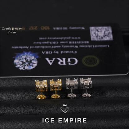 Iced Out Rose Gold Plated Moissanite Earrings