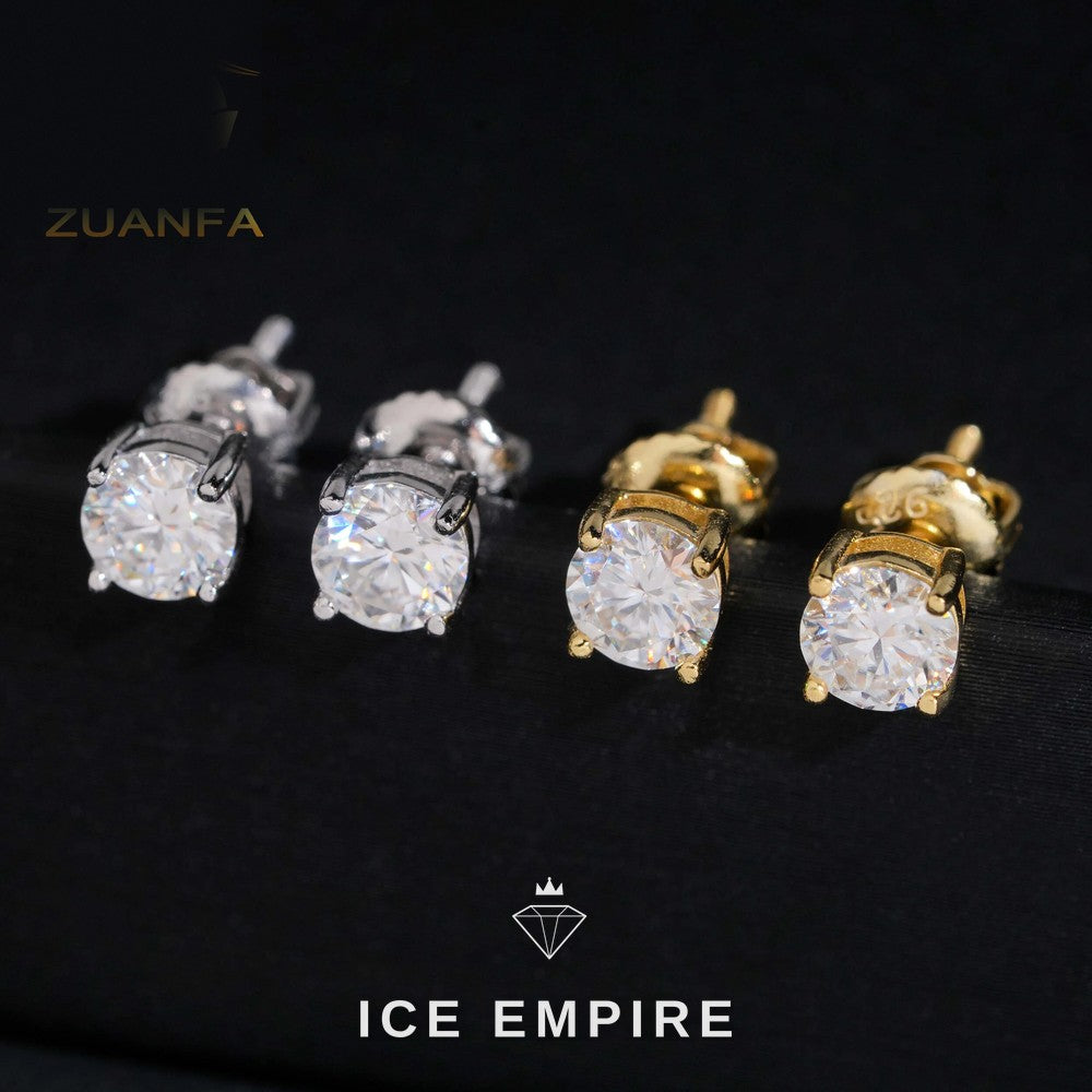 Iced Out 925 Silver Moissanite Stud Earrings