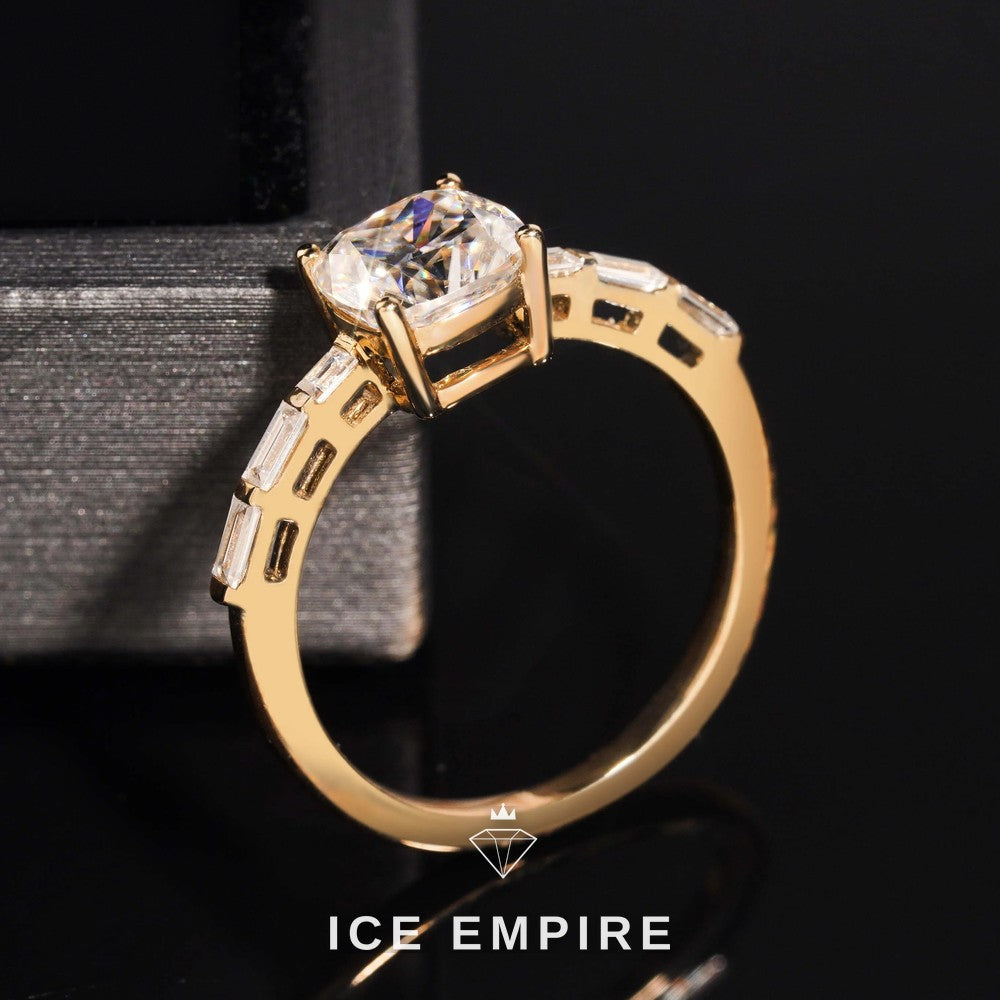 Iced Out 10K Gold Moissanite Wedding Band