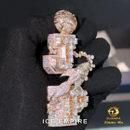 Iced Out Rose Gold Moissanite Pendant