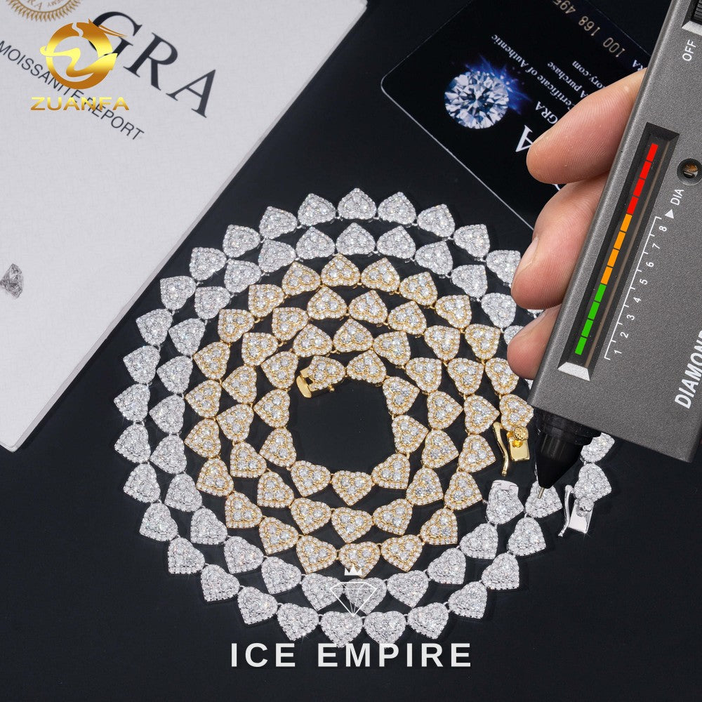 Iced Out Heart Rose Gold Plated Moissanite Cuban Chain