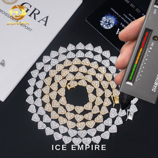 Iced Out Heart Rose Gold Plated Moissanite Cuban Chain