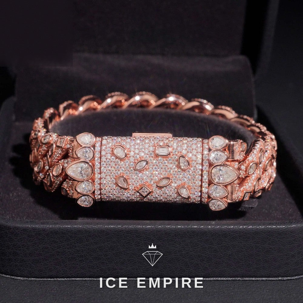 Iced Out Rose Gold Plated Moissanite Cuban Chain