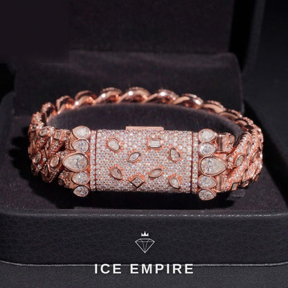 Iced Out Rose Gold Plated Moissanite Cuban Chain