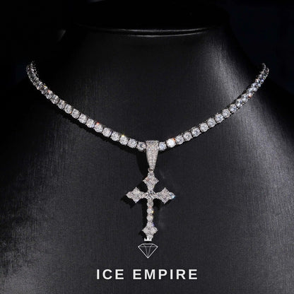 Iced Out Cross Gold Plated Lab Grown Diamond Pendant