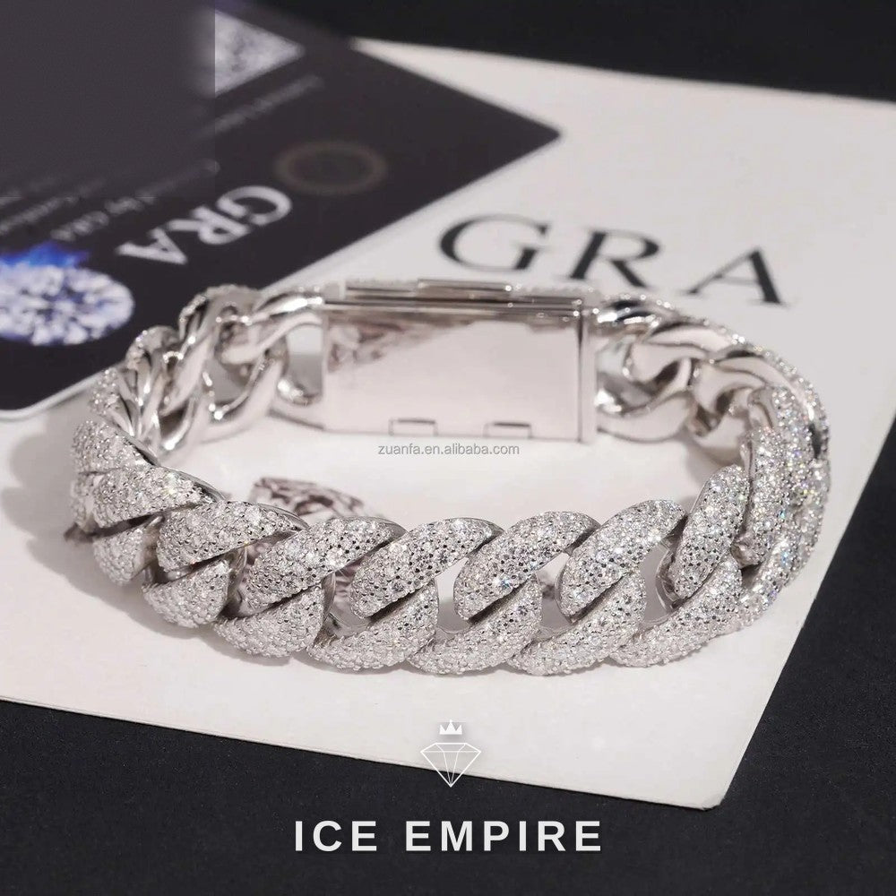 Iced Out 925 Silver Moissanite Cuban Chain