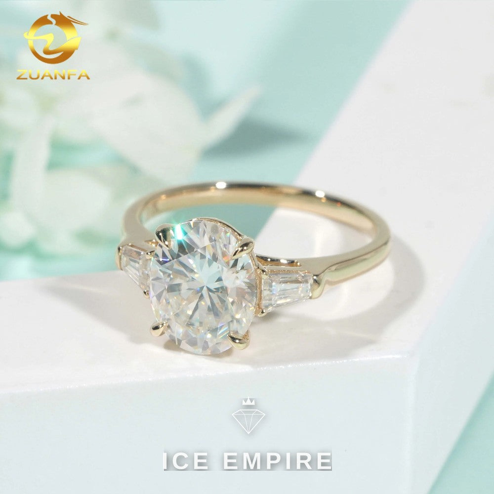 Iced Out Gold Plated Moissanite Engagement Ring