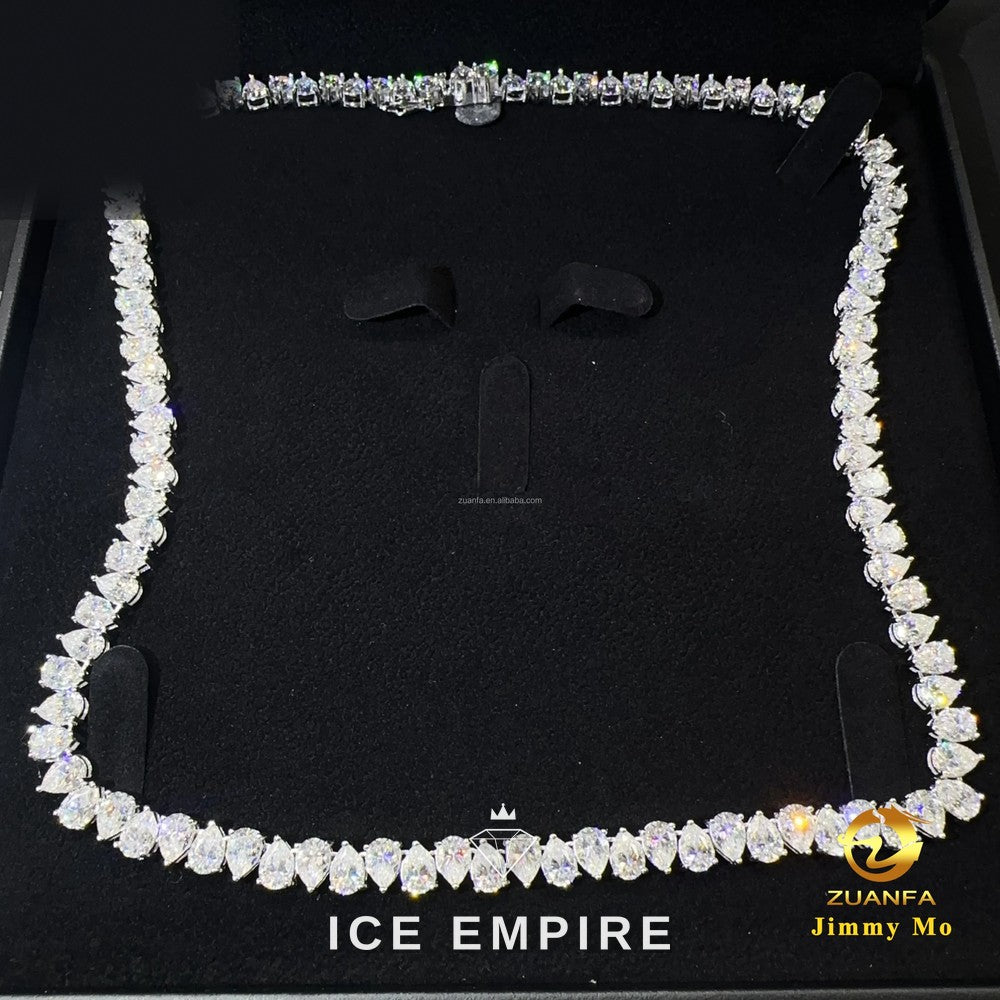 Iced Out Cluster Rose Gold Moissanite Cuban Chain