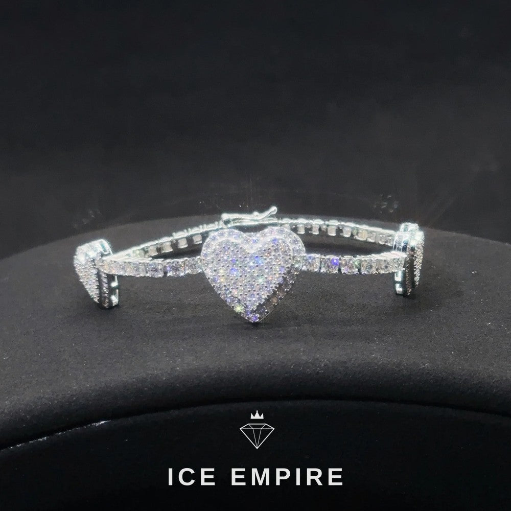Iced Out Heart Rose Gold Plated Moissanite Cuban Chain