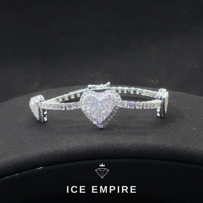Iced Out Heart Rose Gold Plated Moissanite Cuban Chain