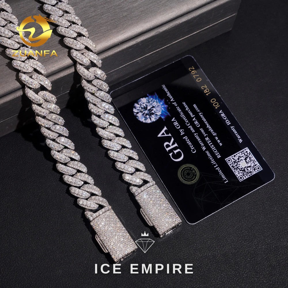 Iced Out 925 Silver Moissanite Cuban Chain