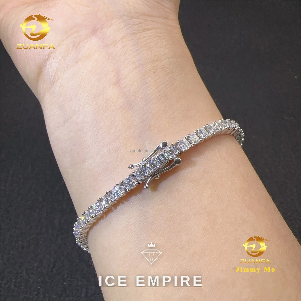 Iced Out 925 Silver Moissanite Tennis Chain