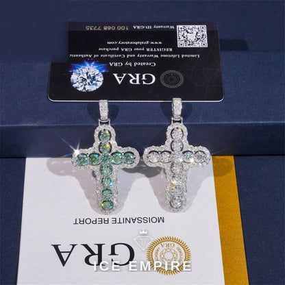 Iced Out Cross 925 Silver Moissanite Pendant