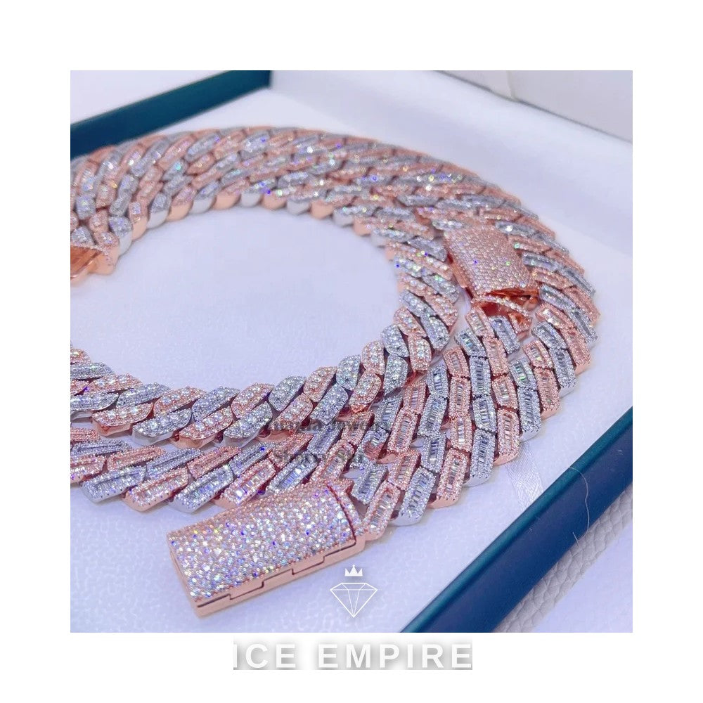 Iced Out Rose Gold Plated Moissanite Cuban Chain