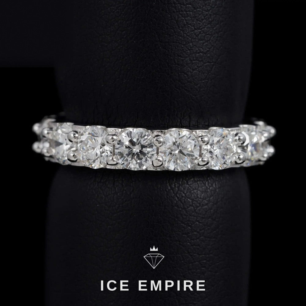 Iced Out 925 Silver Lab Grown Diamond Wedding Band