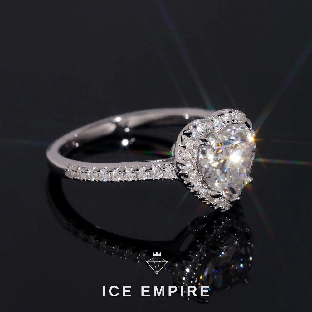 Iced Out Heart Gold Plated Moissanite Engagement Ring