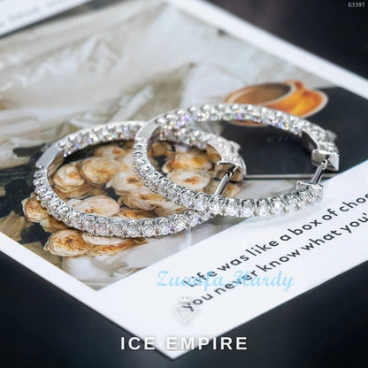 Iced Out Rose Gold Plated Moissanite Hoop Earrings