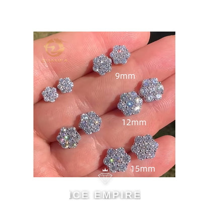 Iced Out Cluster 925 Silver Moissanite Stud Earrings