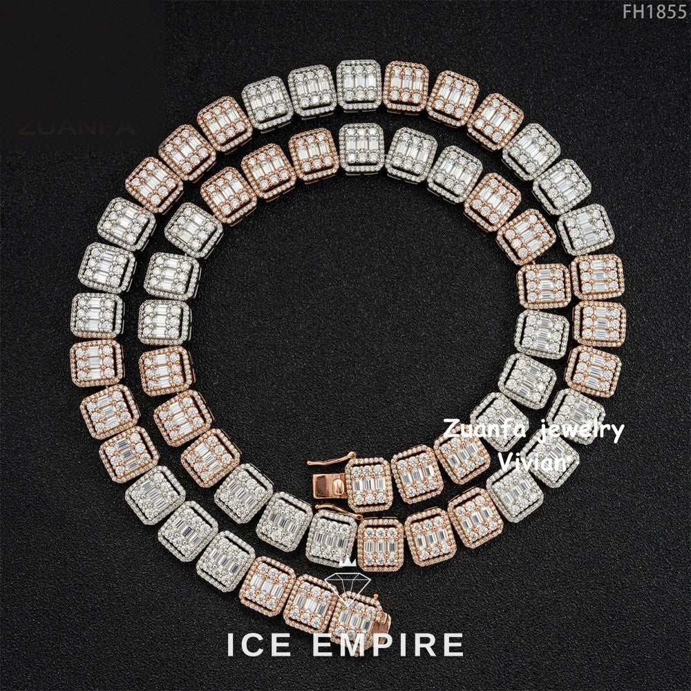 Iced Out Rose Gold Plated Moissanite Cuban Chain