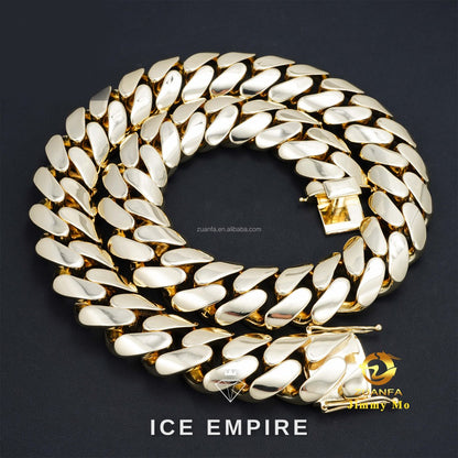 Iced Out 14K Gold Cuban Chain