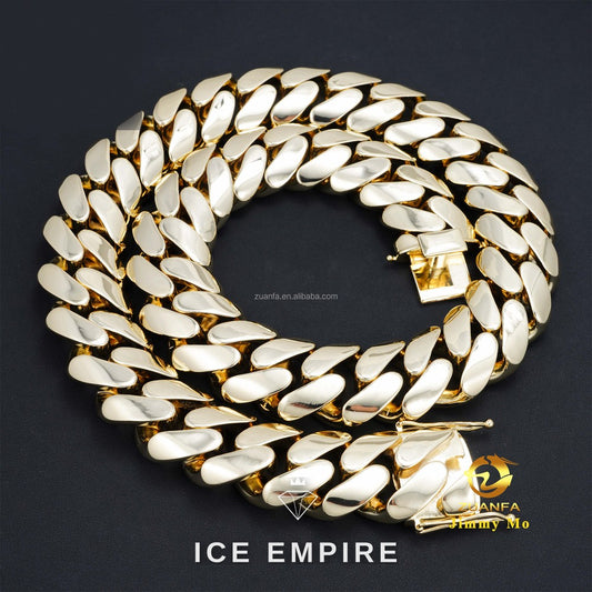 Iced Out 14K Gold Cuban Chain
