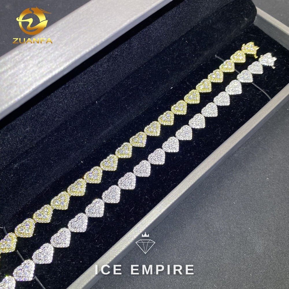 Iced Out Heart Rose Gold Plated Moissanite Cuban Chain