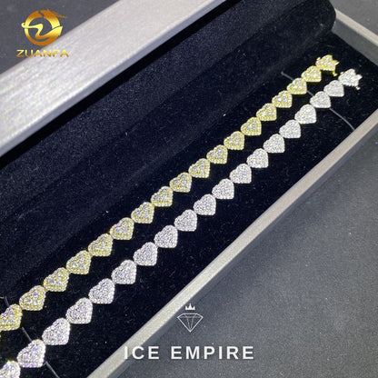 Iced Out Heart Rose Gold Plated Moissanite Cuban Chain