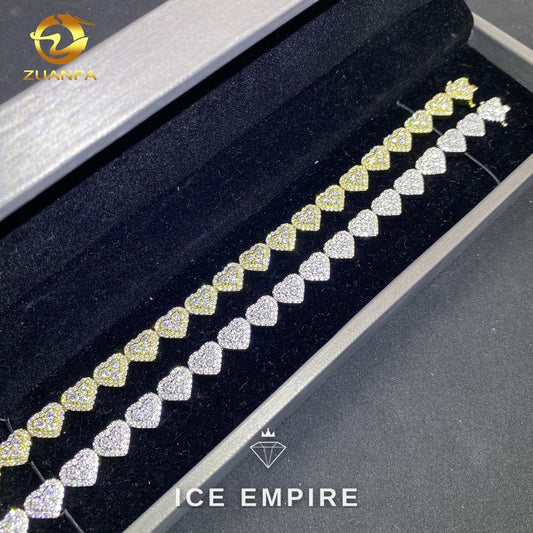 Iced Out Heart Rose Gold Plated Moissanite Cuban Chain
