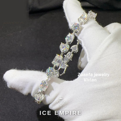 Iced Out 925 Silver Moissanite Tennis Chain
