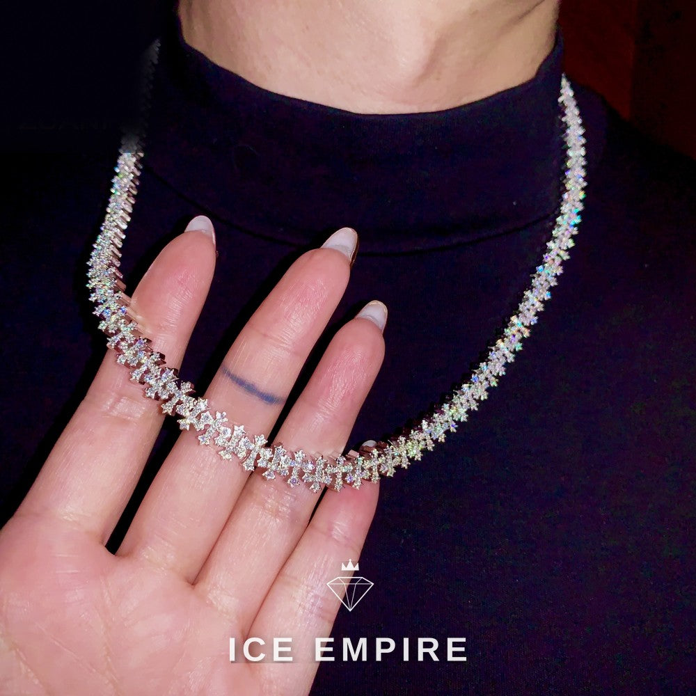 Iced Out Cross Rose Gold Plated Moissanite Cuban Chain