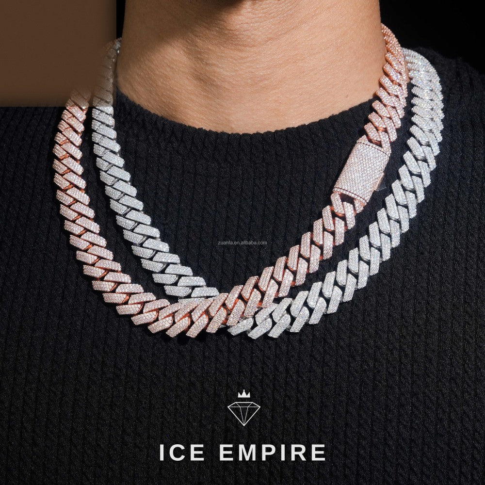 Iced Out 925 Silver Moissanite Cuban Chain