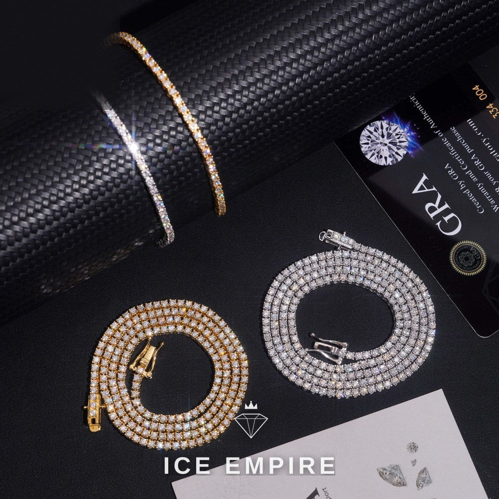Iced Out 925 Silver Moissanite Tennis Chain