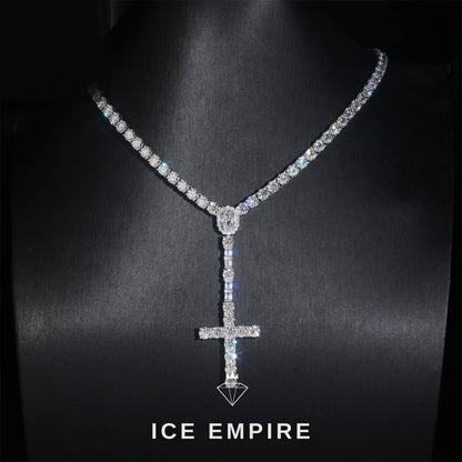 Iced Out Cross Rose Gold Plated Moissanite Cuban Chain