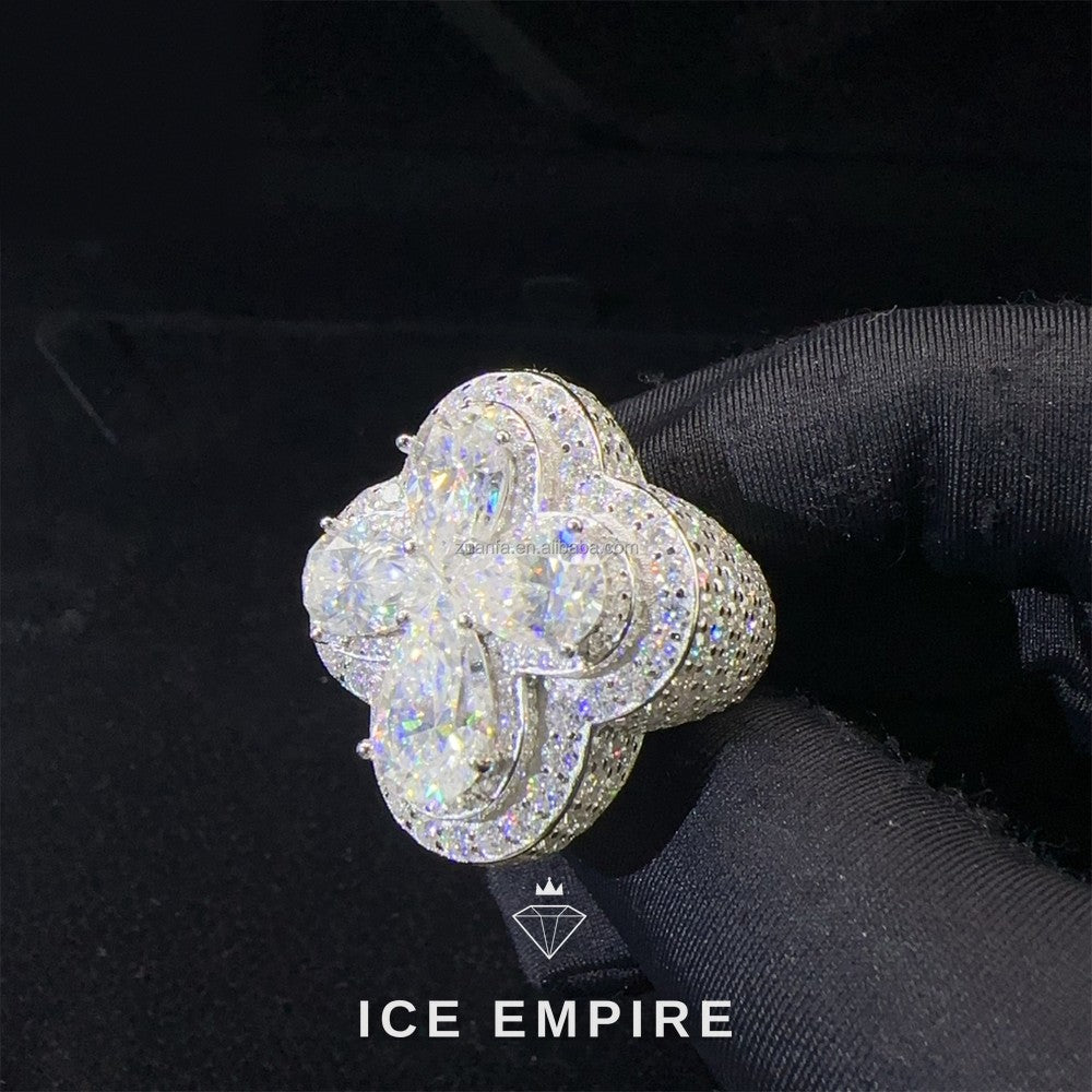 Iced Out Cross 925 Silver Moissanite Ring