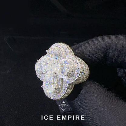 Iced Out Cross 925 Silver Moissanite Ring