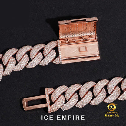 Iced Out Rose Gold Moissanite Cuban Chain