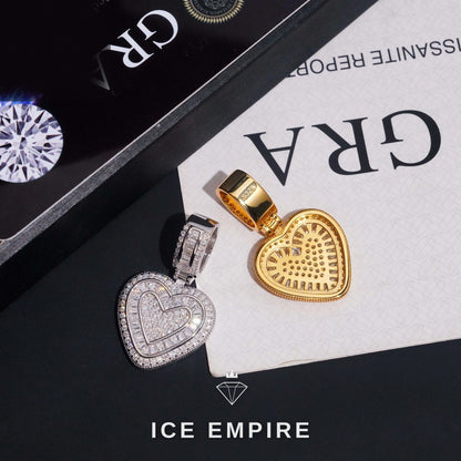 Iced Out Heart Rose Gold Plated Moissanite Pendant
