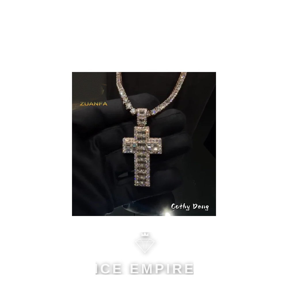 Iced Out Baguette Rose Gold Plated Moissanite Pendant