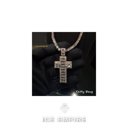 Iced Out Baguette Rose Gold Plated Moissanite Pendant