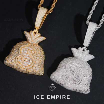 Iced Out Baguette 925 Silver Pendant
