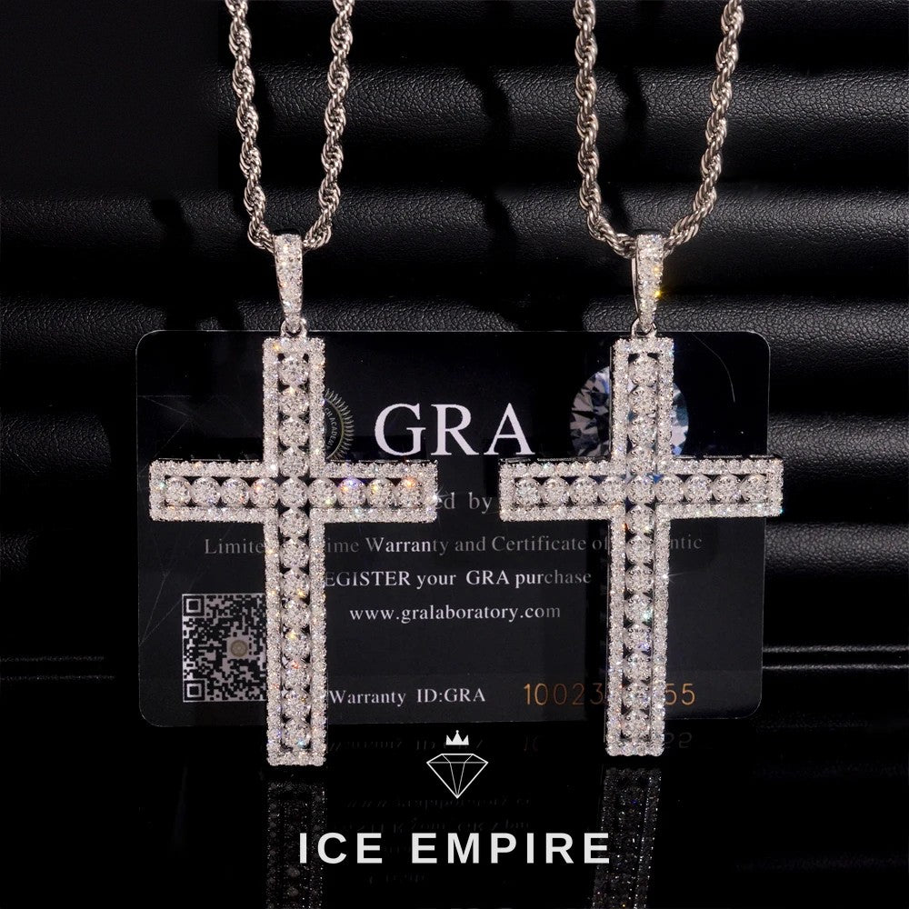 Iced Out Cross 925 Silver Pendant