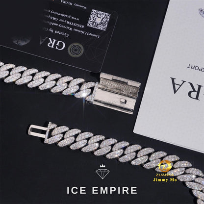 Iced Out 925 Silver Moissanite Cuban Chain