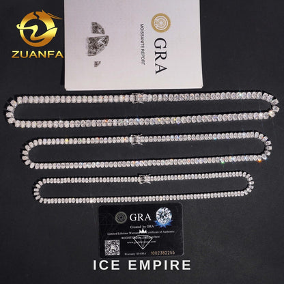 Iced Out 925 Silver Moissanite Tennis Chain