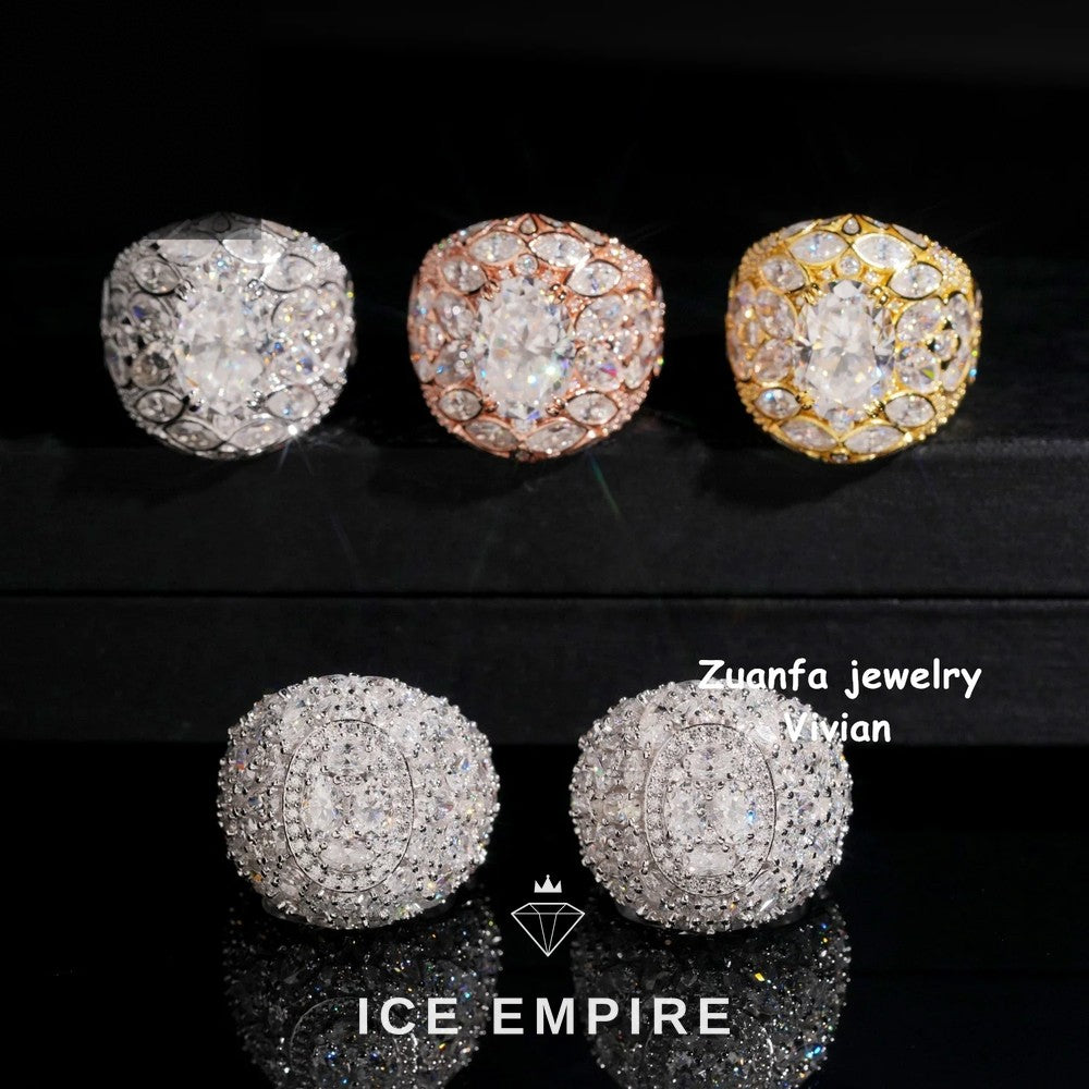 Iced Out 925 Silver Moissanite Ring