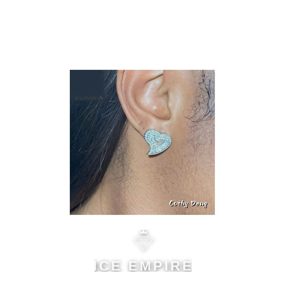 Iced Out Heart Rose Gold Plated Moissanite Earrings