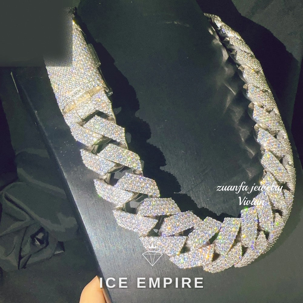 Iced Out Rose Gold Plated Moissanite Cuban Chain