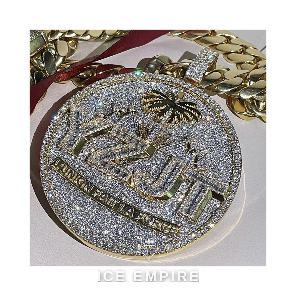 Iced Out Baguette Rose Gold Plated Moissanite Pendant