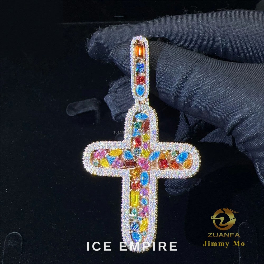 Iced Out Cross 925 Silver Pendant