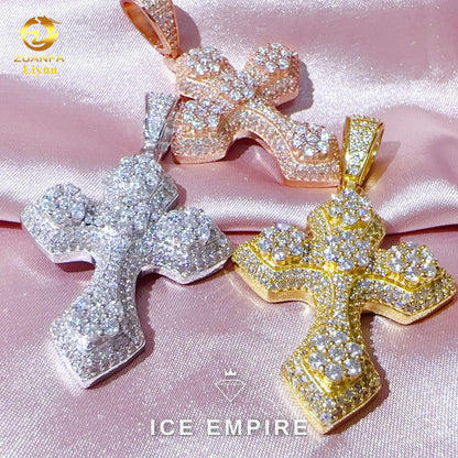 Iced Out Cross 925 Silver Pendant